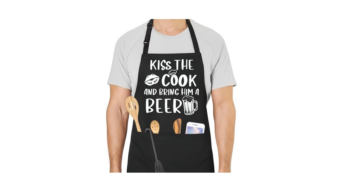 Ryigywe Kiss The Cook Funny Aprons For Men With 2