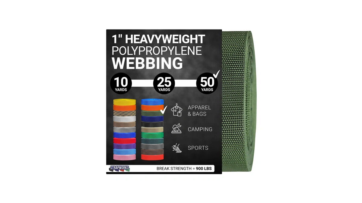Strapworks Heavyweight Polypropylene Webbing - Heavy Duty Poly Strapping For