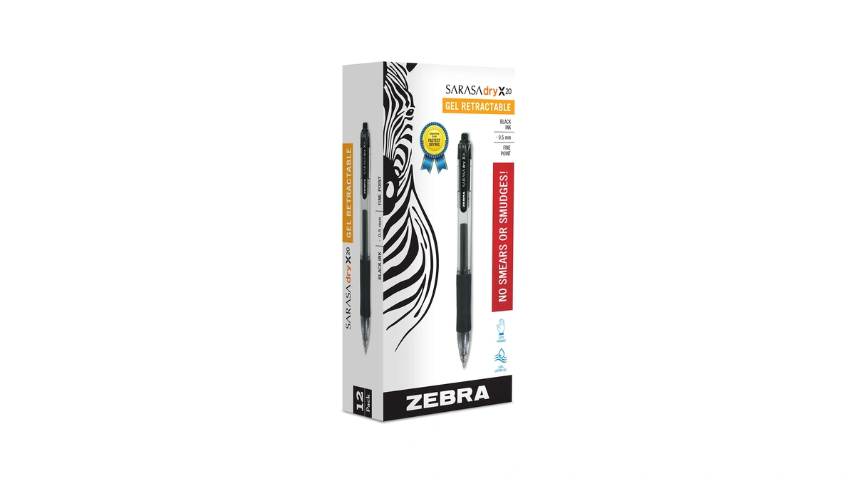 Zebra Pen Sarasa X20 Retractable Gel Pen, Black Ink, 0.5mm,