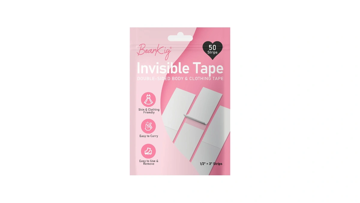 Bearkig 50-strips Double-sided Tape For Fashion, Invisible Clear Fabric Tape