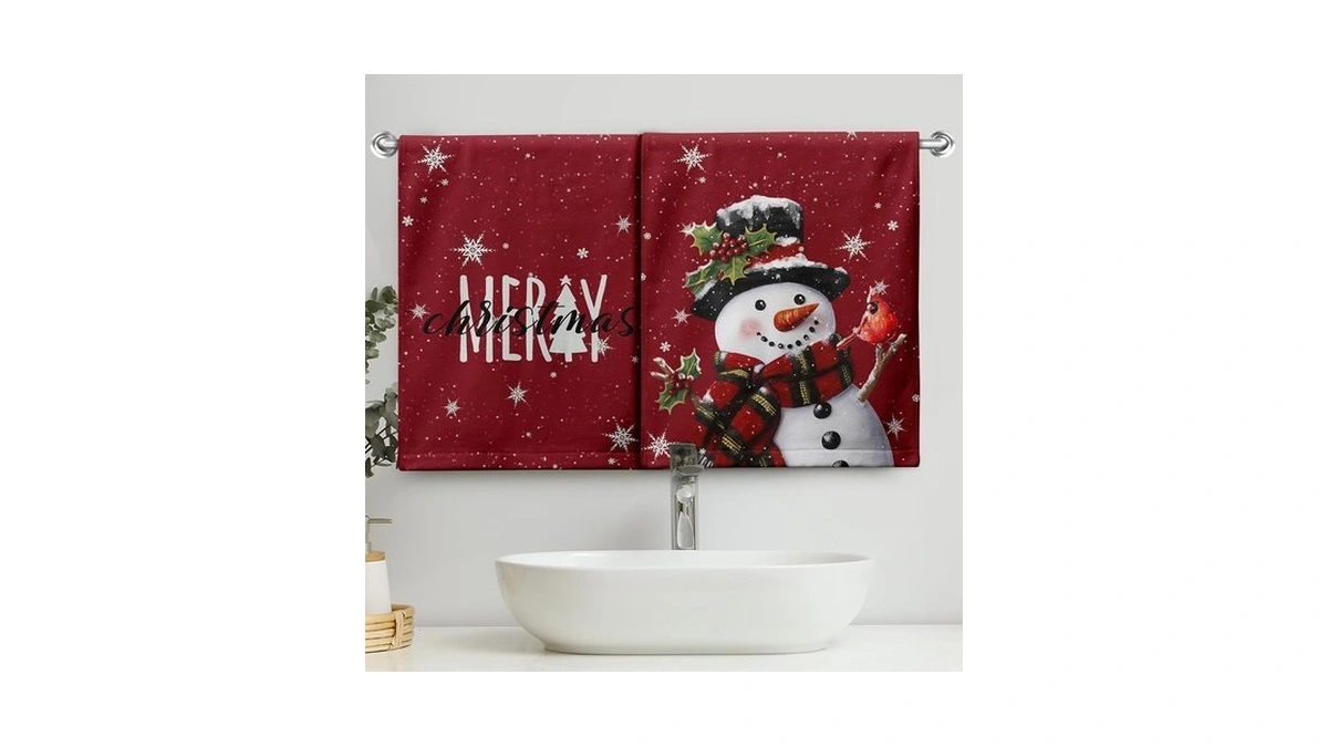 Cneztholim Snowman Xmas Kitchen Dish Towels Winter Hand Towels For