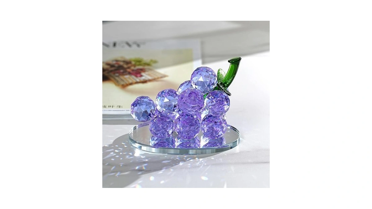 Grape Cluster Crystal Decor Sculpture, Sparkling High-transparency Faceted Design, Luxurious