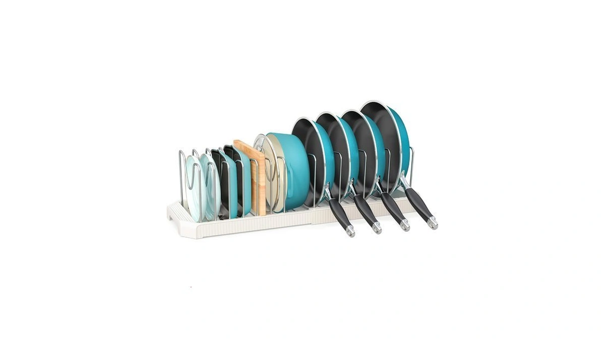Pantasia Expandable Pan Organizers Inside Cabinet With 12 Dividers White