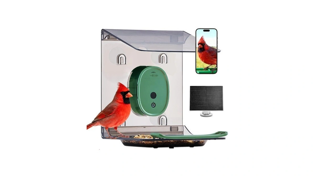 Smart Bird Feeder With Camera Solar Powered,2k Uhd Video Live