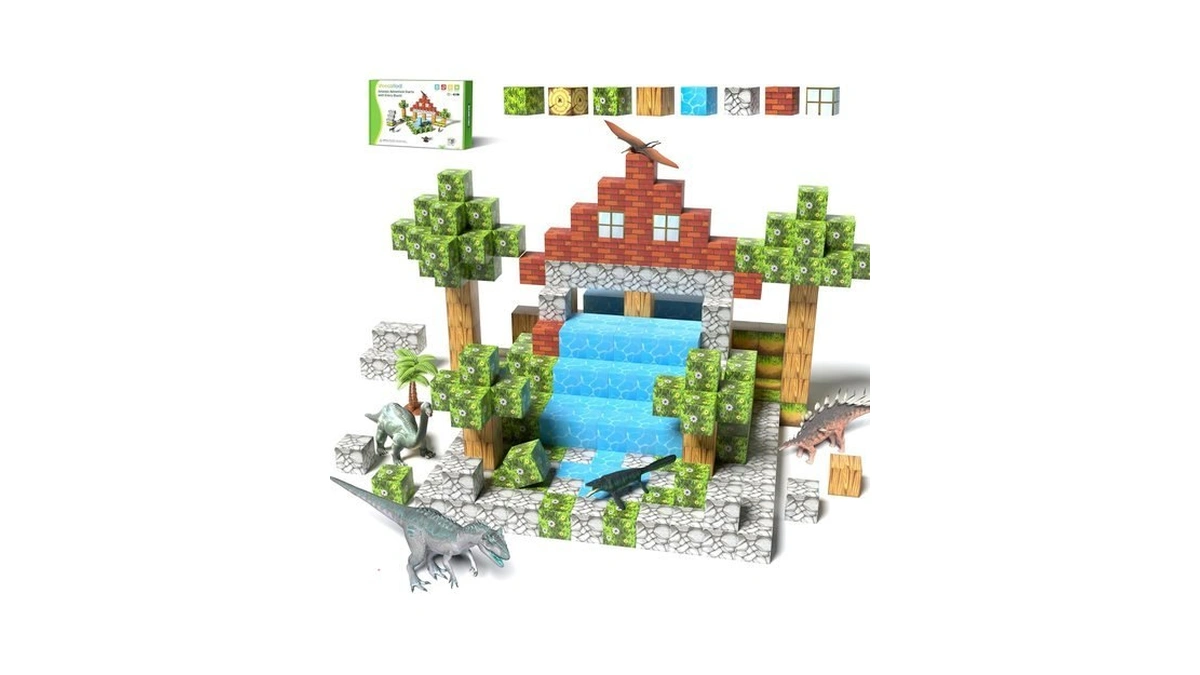 Veecafiodi Magnetic Blocks 108pcs, Dinosaur Magnetic Building Blocks With 6