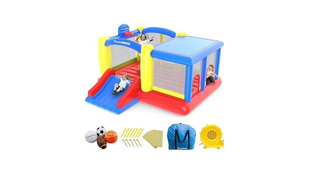 [upgrade Version] Picassotiles Kc102 12x10 Foot Inflatable Bouncer Jumping Bouncing