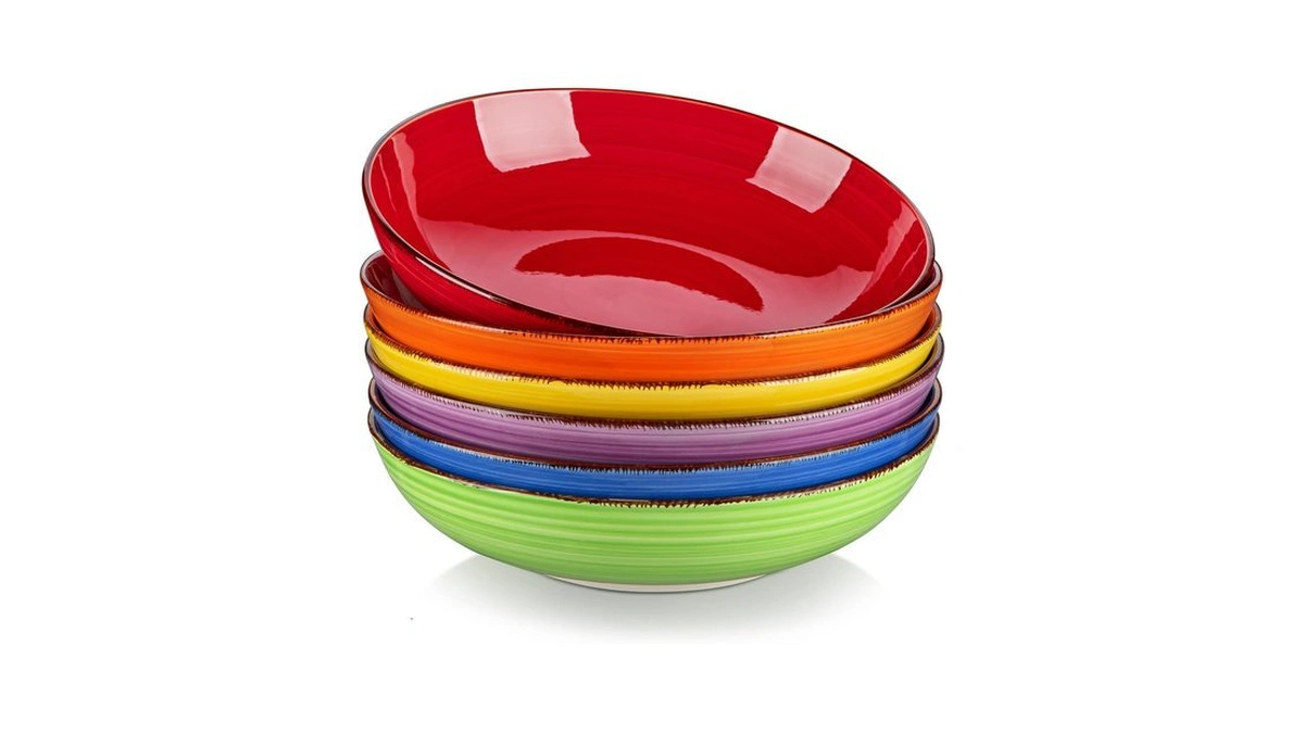 Vancasso Bonita Pasta Bowls Set Of 6, 38 Oz Shallow