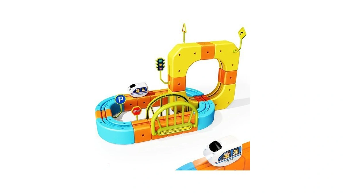 Bluocean Electric Train Set 91pcs Standard 3d Stem Track Toy