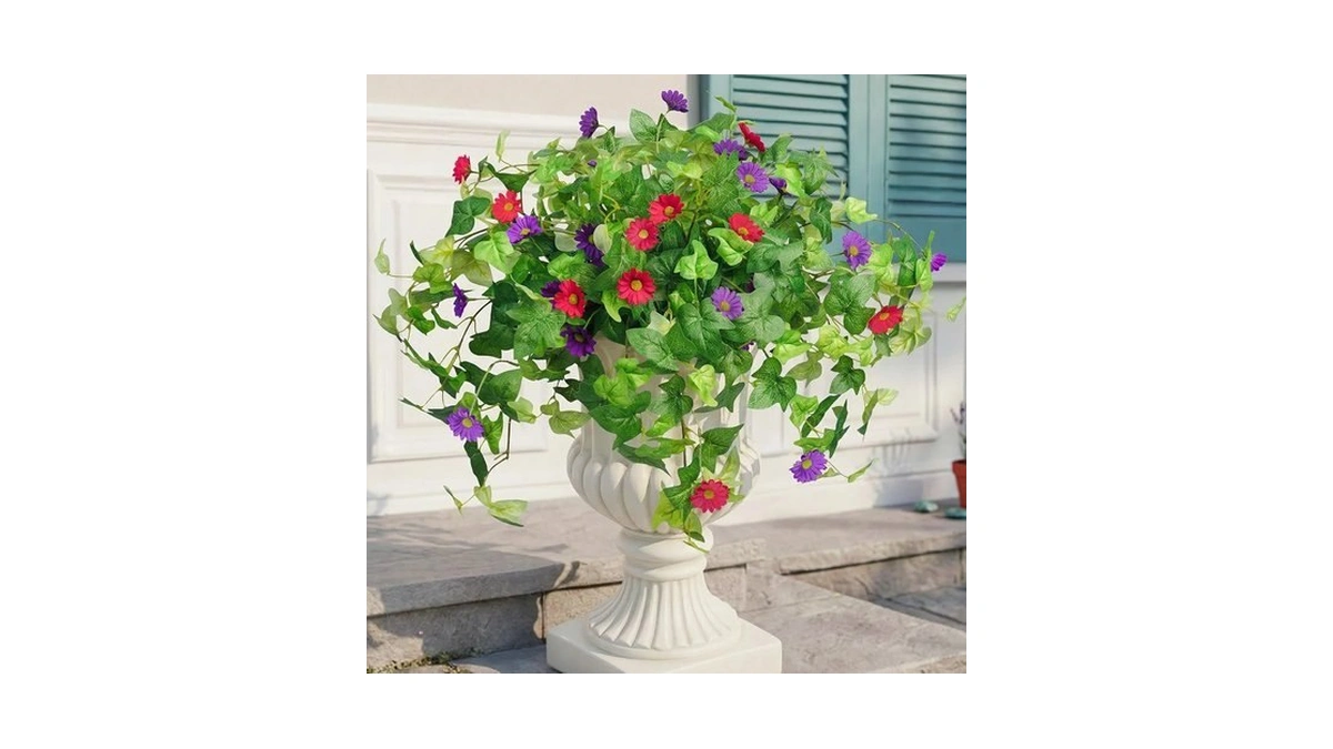 Krissing 3 Pcs Artificial Flowers For Outdoors, Uv Resistant Daisy