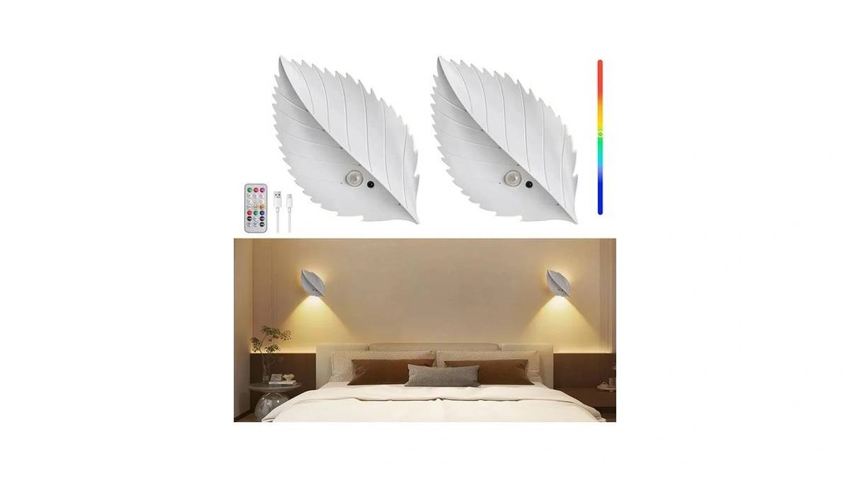 Dexulesa Motion Sensor Wall Light With Remote Control, 10 Rgb
