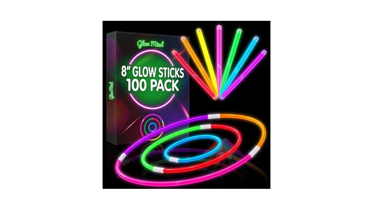 100 Glow Sticks Bulk Party Pack, 8" Halloween Glow Bracelets