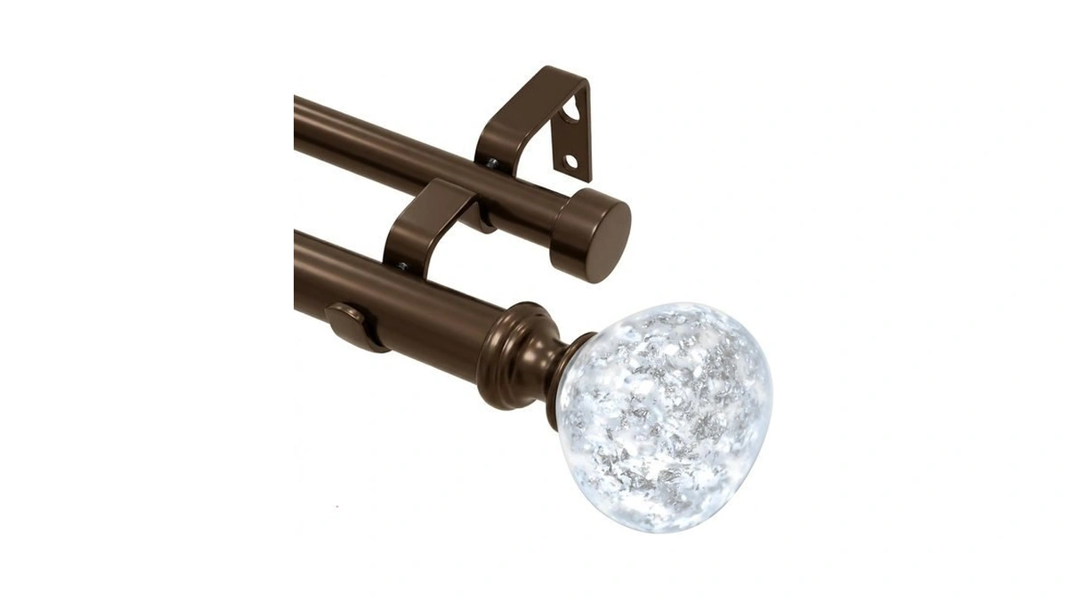 Brown Double Curtain Rod 48-84 Inch Heavy Duty Foil Resin