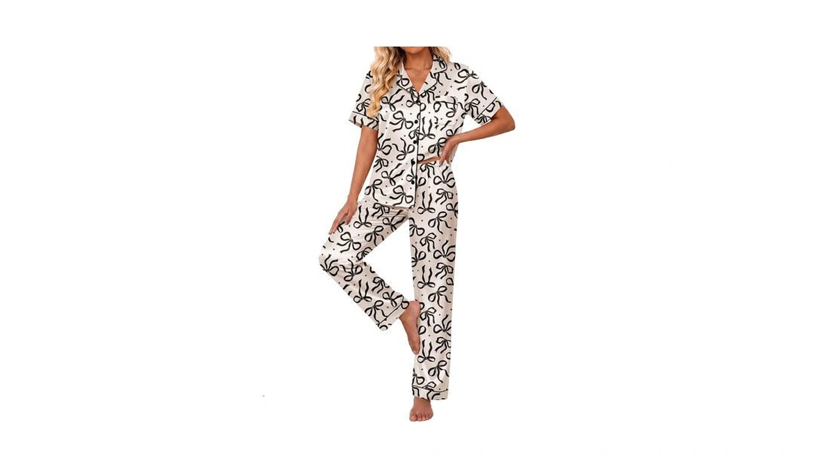 Ekouaer Silk Pajamas For Women Sets Button Down Satin Pjs