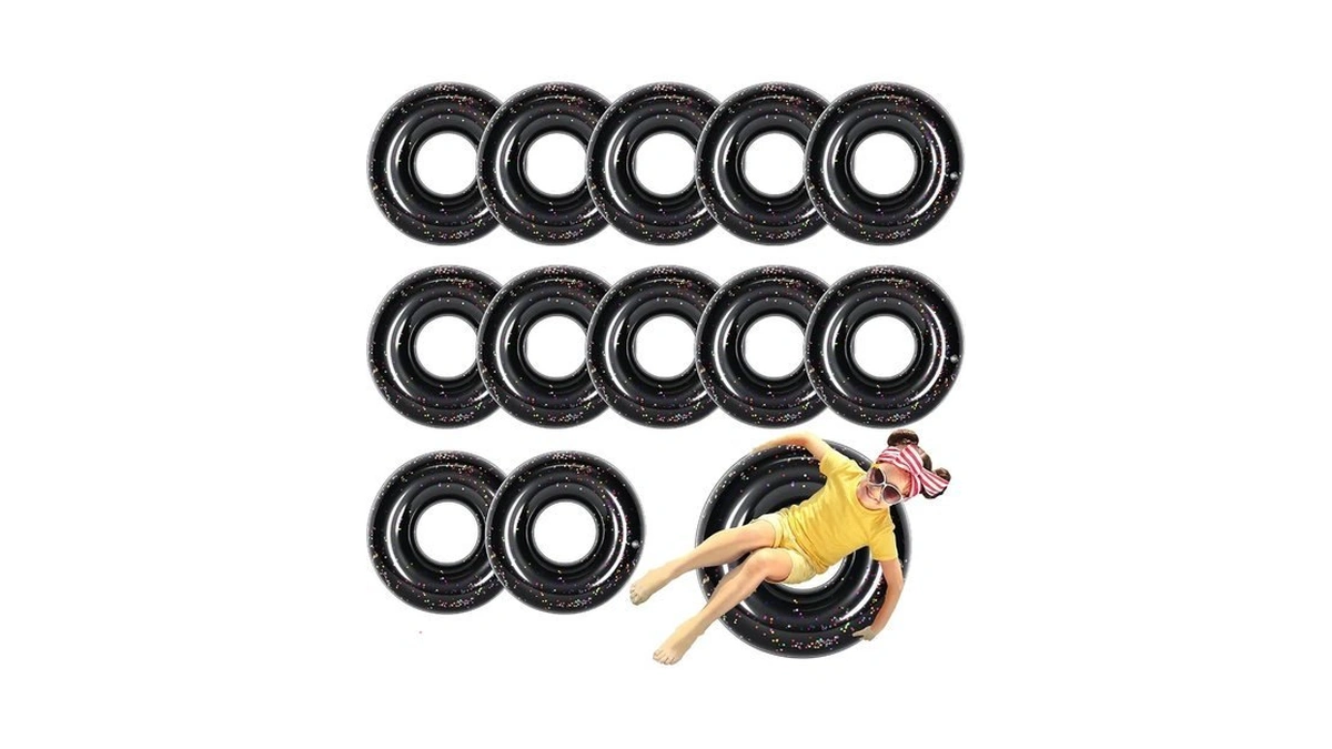 Relaxgiant 12 Pcs Pool Floats Glitter Swim Rings With Sequined,