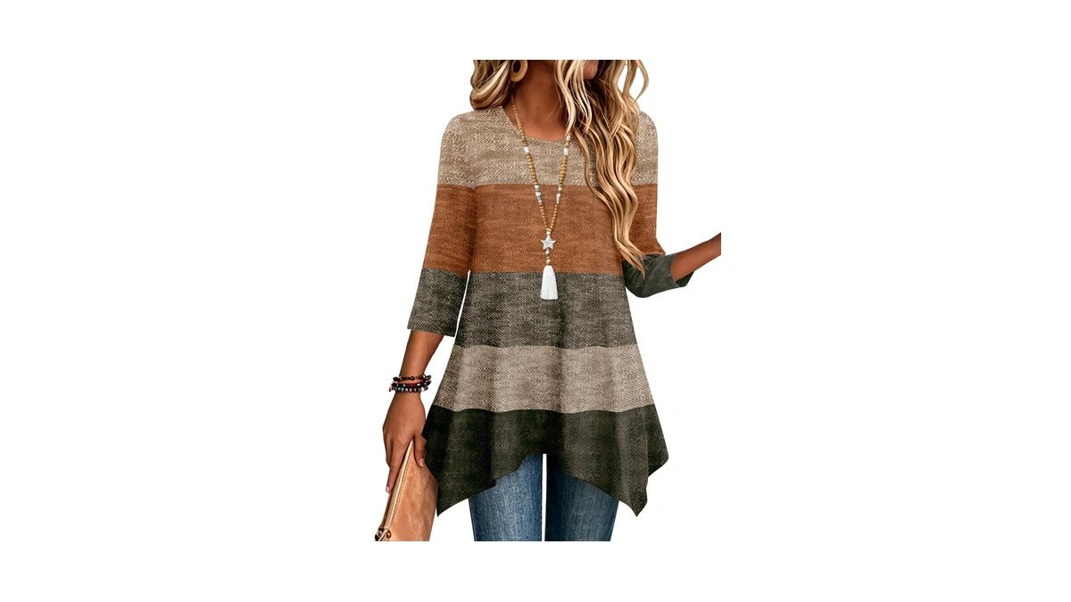 Zeagoo 3/4 Length Sleeve Womens Tops Boho Tunics To Wear