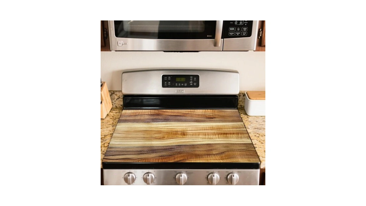 Nuxovilar Spliced Wood Stove Top Cover, 20.47x28.34 Inches Polyester