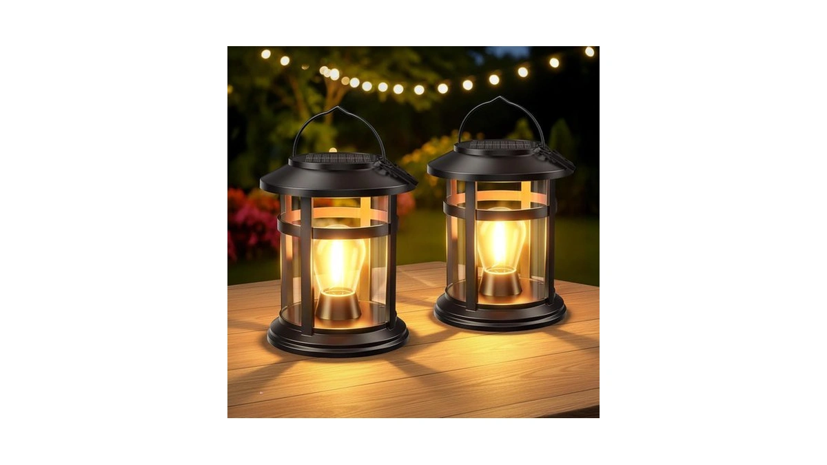 Solar Lantern Outdoor Waterproof, 2 Pack Bright Hanging Solar Lights