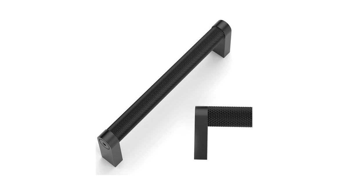 Amerdeco 10 Pack Matte Black Knurled Cabinet Pulls 5 Inch