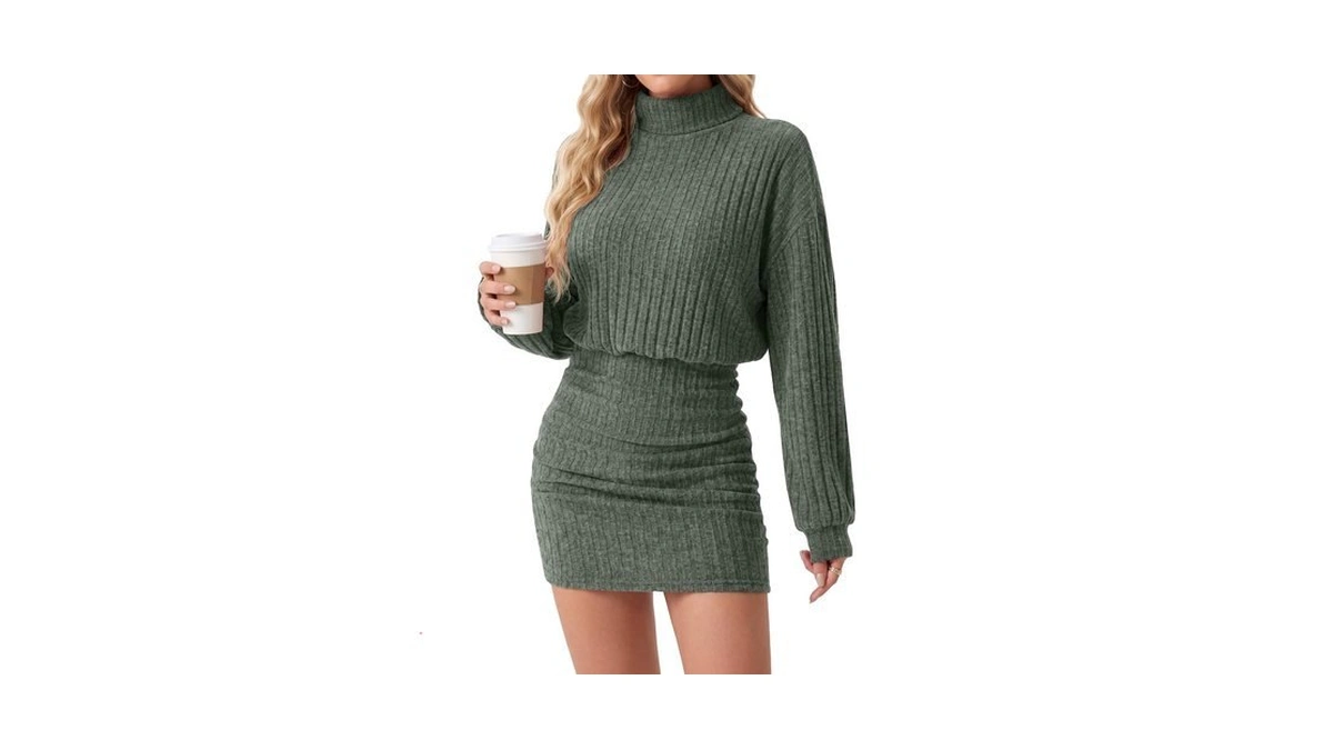Himone Women's Sweater Dress Long Sleeve Casual Fall Winter Knit