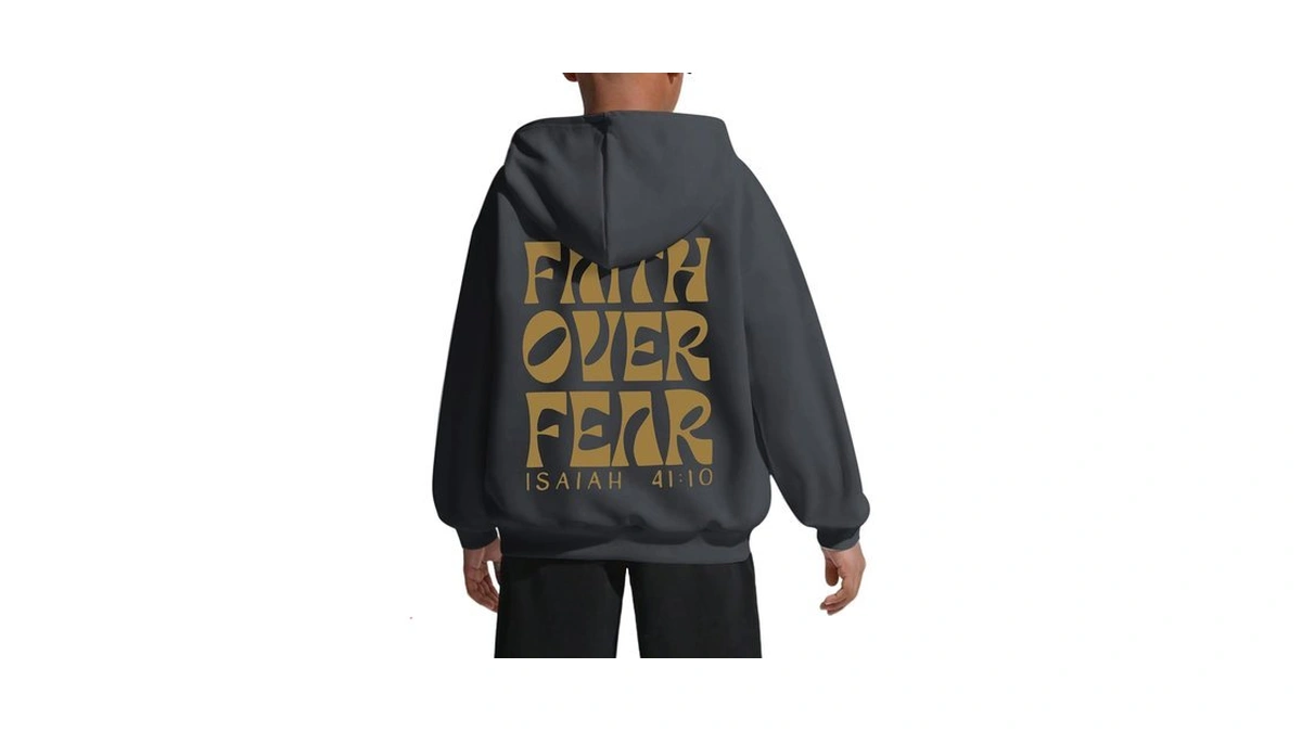 Lubpow Boys Christian Faith Over Fear Hoodie Kids Religious Jesus
