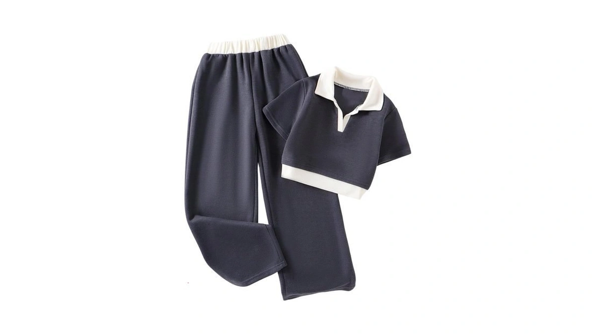 Oyoangle Girl's 2 Piece Outfits Color Block Crop Top And