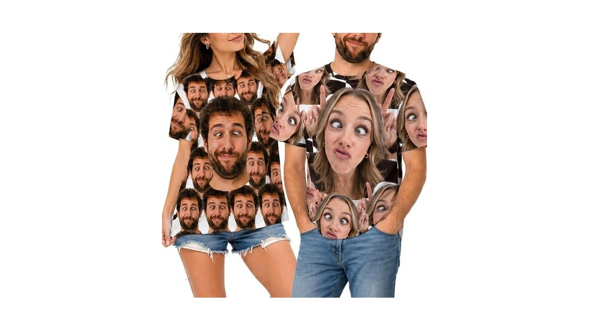 Custom Funny Face Cotton T-shirt For Couples And Pet Lovers