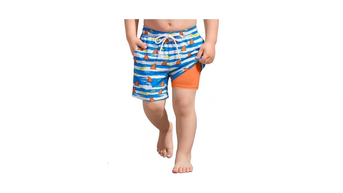 Joymotion Toddler Boys Swim Trunks, Blue Orange, 18-24 Months