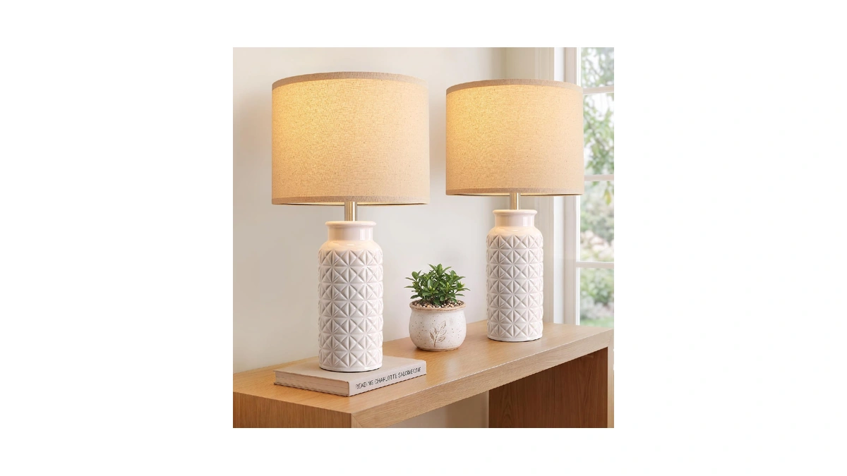 Innqoo 22.6" Modern Ceramic Bedside Lamps Set Of 2, Lamps
