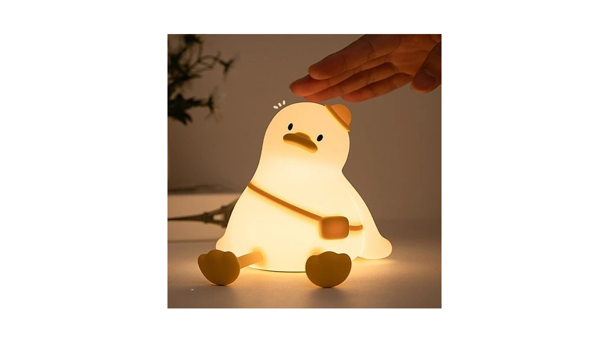 Schoolbag Duck Night Light For Kids, Silicone Squishy Dimmable Lamp