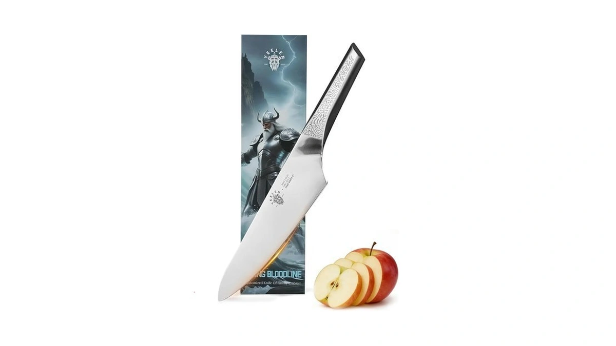 All Steel Chef Knife 8 Inch, Mirror Finish Blade, Full