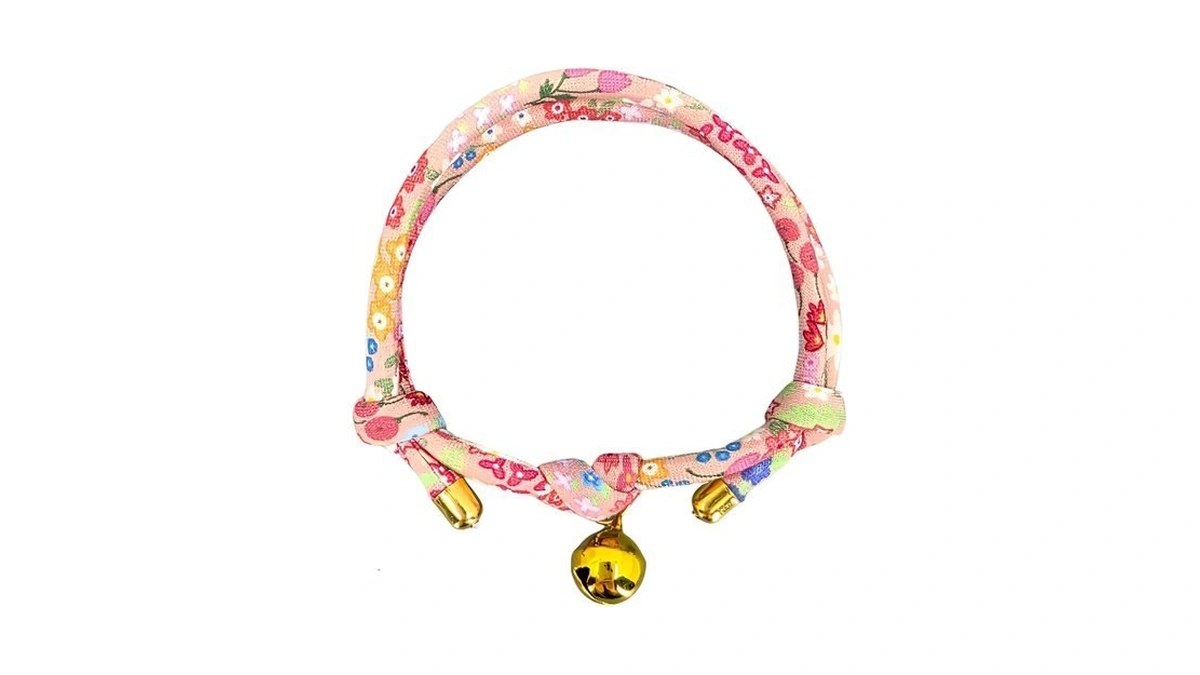 Cat Collar With Bell, Cute Adjustable Cotton Kitten Collar, Soft