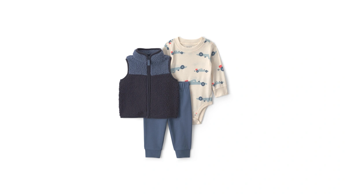 Carter's Boy 3-piece Bodysuit Pant Sets, Blue Race Car, 3m