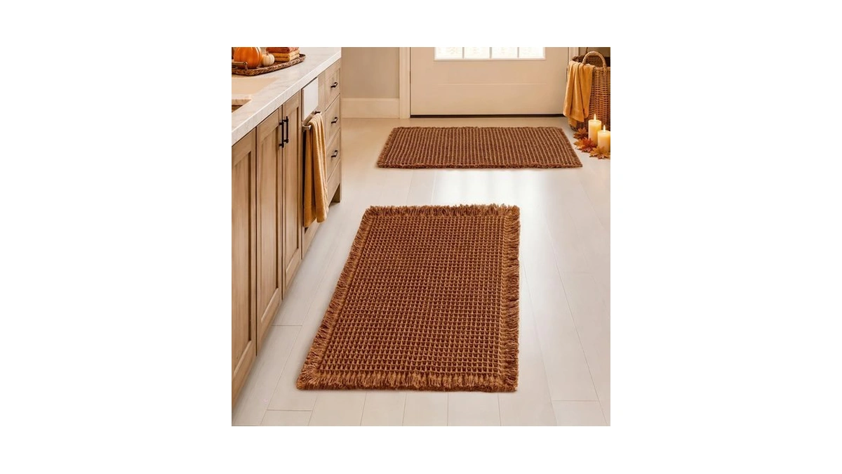 Miulee Fall Terracotta Set Of 2 Waffle Bathroom Rugs Bath