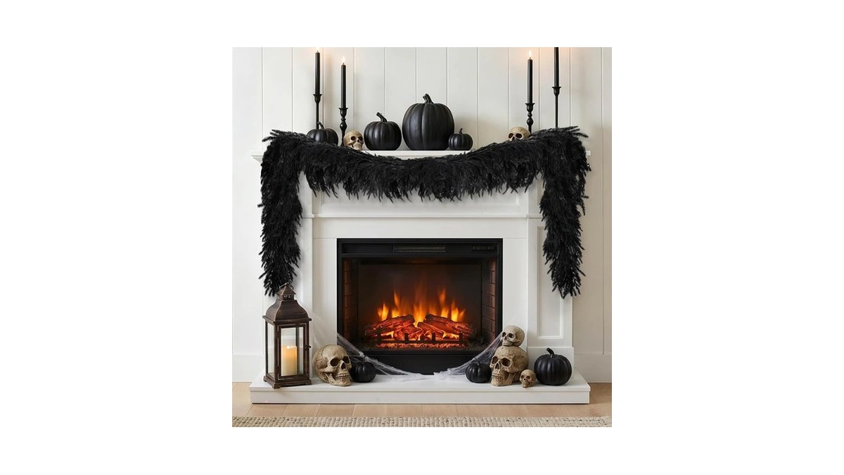 Halloween Decorations Indoor - 6ft Black Artificial Norfolk Pine Garland