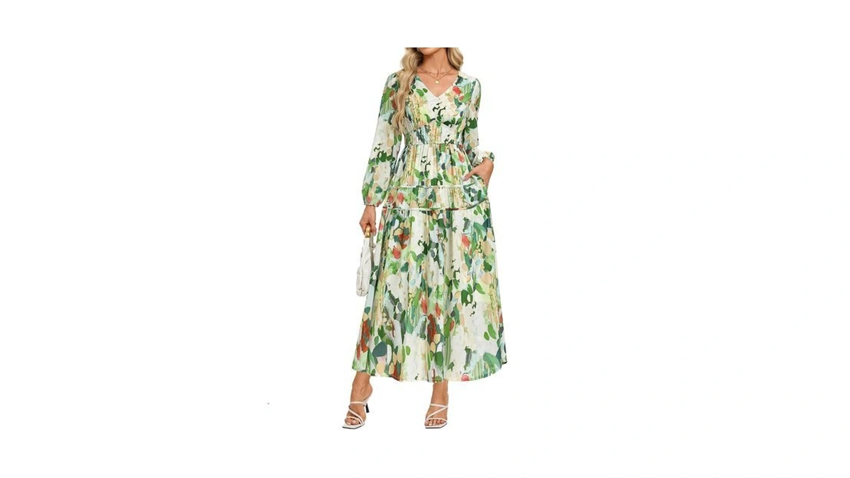 Grace Karin Womens Long Sleeve Floral Maxi Fall Dress 2026
