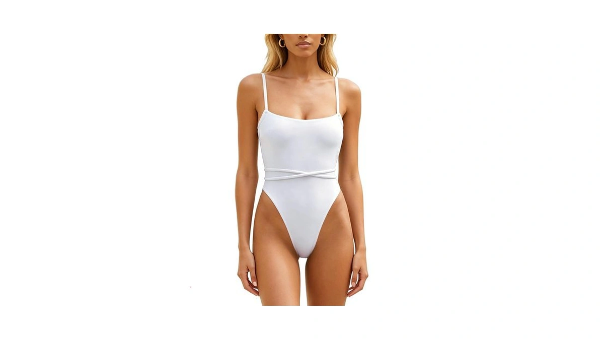 Sherrydc Women's Sexy High Cut One Piece Swimsuit Self Tie