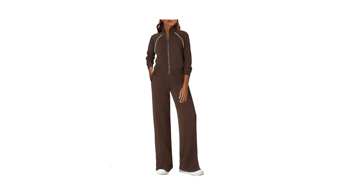 Prettygarden Women's 2 Piece Outfits Sweatsuits Lounge Sets,brown,l