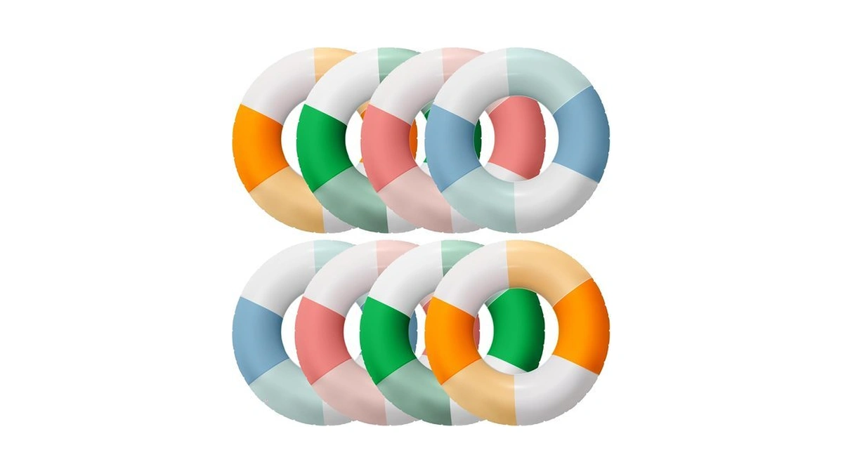 8 Pack Classic Striped Inflatable Pool Floats Inflatable Swimming Pool