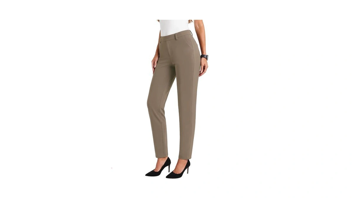 Dlooda Womens Dress Pants Stretchy High Waisted Straight Leg Work