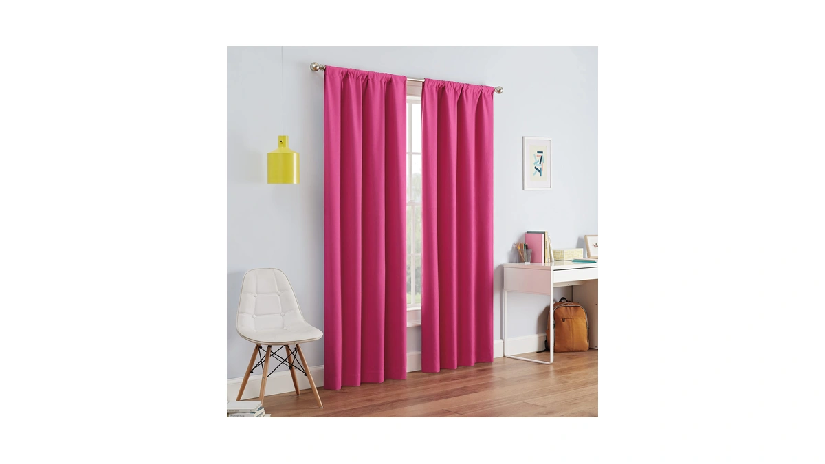 Eclipse Kendall Blackout Rod Pocket Curtain, 42x84, Raspberry