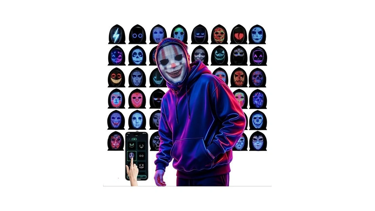 Jdbmaoye Led Mask With Bluetooth App Controlled,customizable Light Up Mask