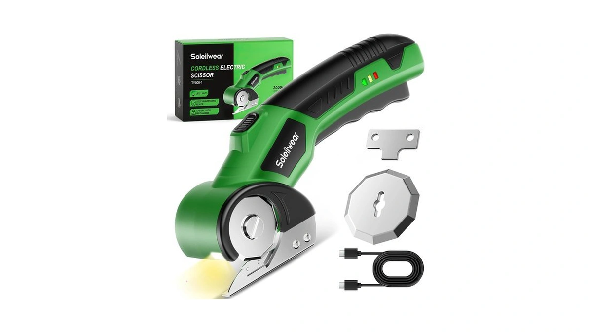 Cordless Electric Scissors, 4v Cardboard Cutter With 2 Blades, Led