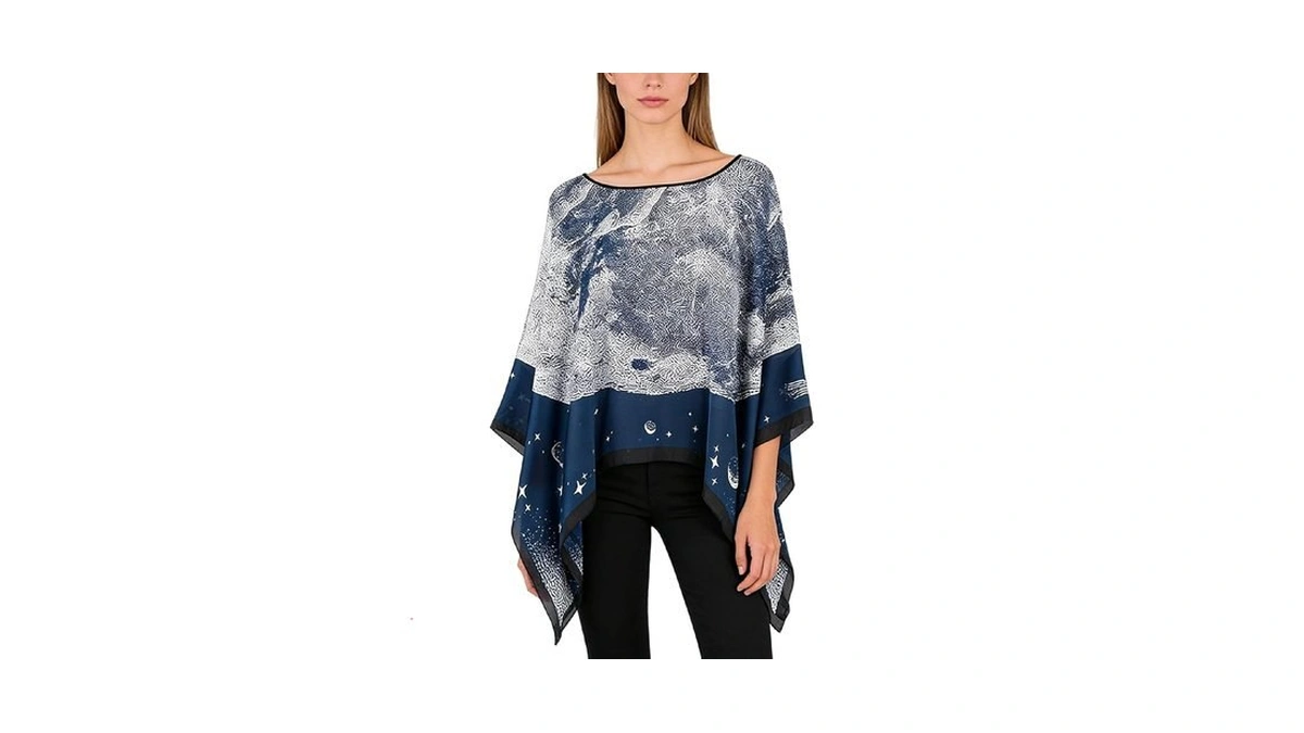 Homgro Women's Satin Short Poncho Tops Sheer Chiffon Boho Pashmina