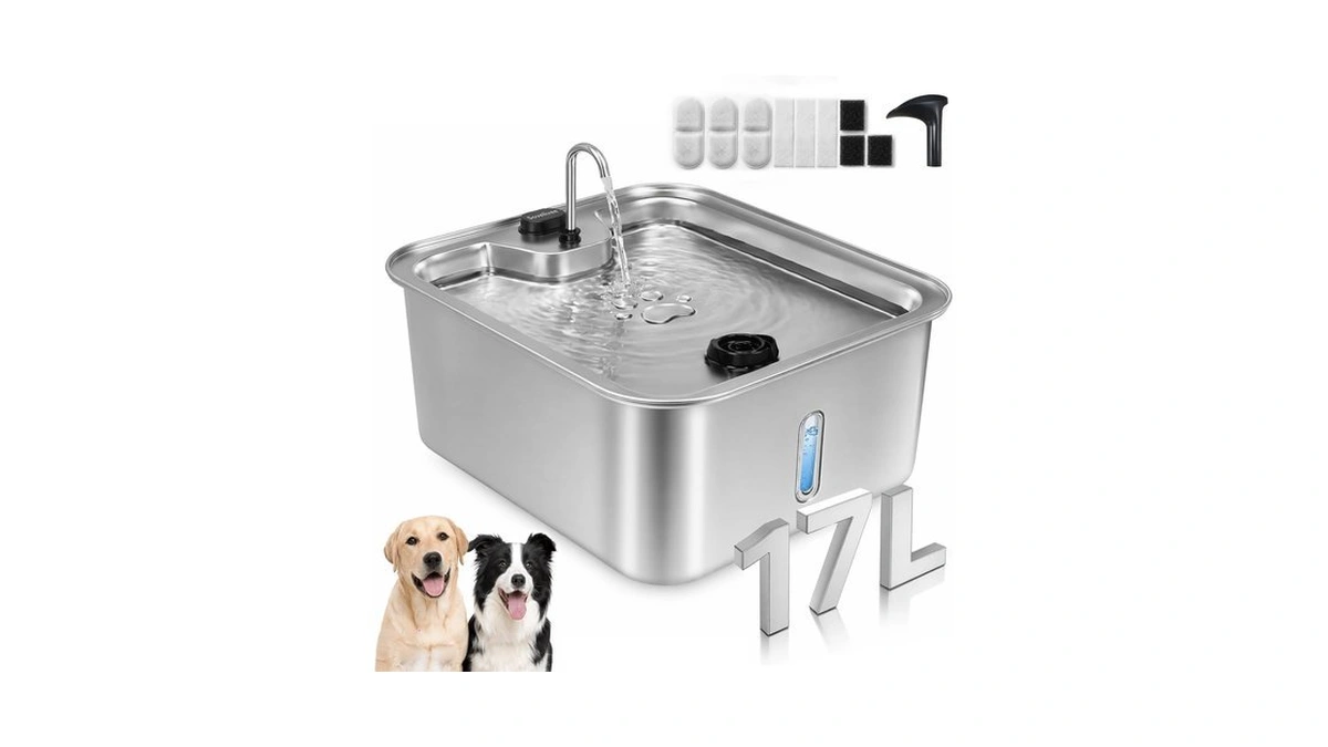 Sovelivee Cat/large Dog Water Fountain, 4.5gal/17l Quiet Led Blue Light