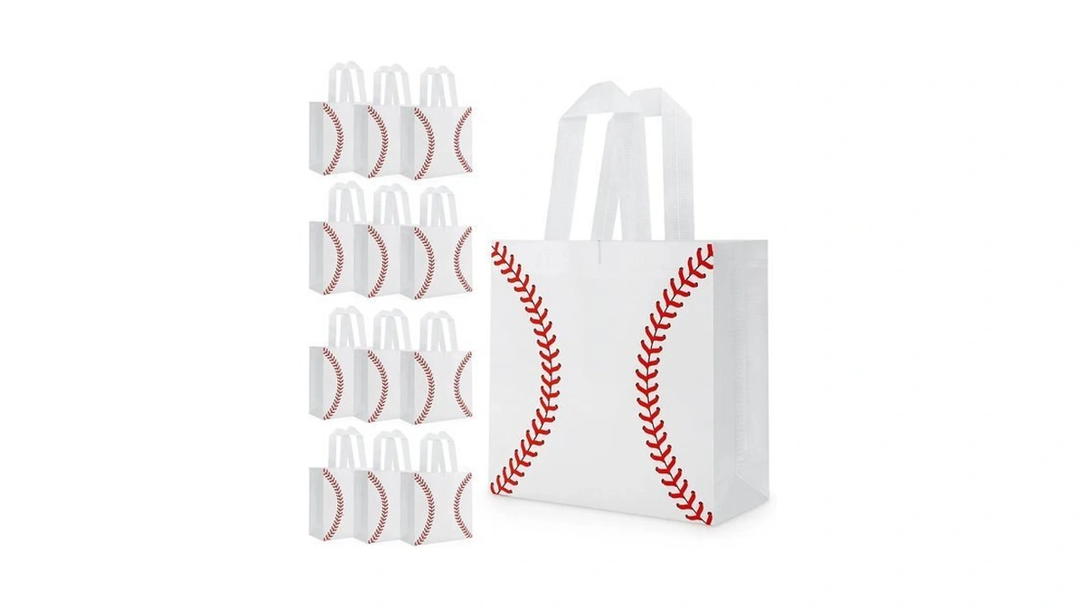 Hxezoc 12 Pieces Baseball Goodie Bags With Handle, Reusable Non