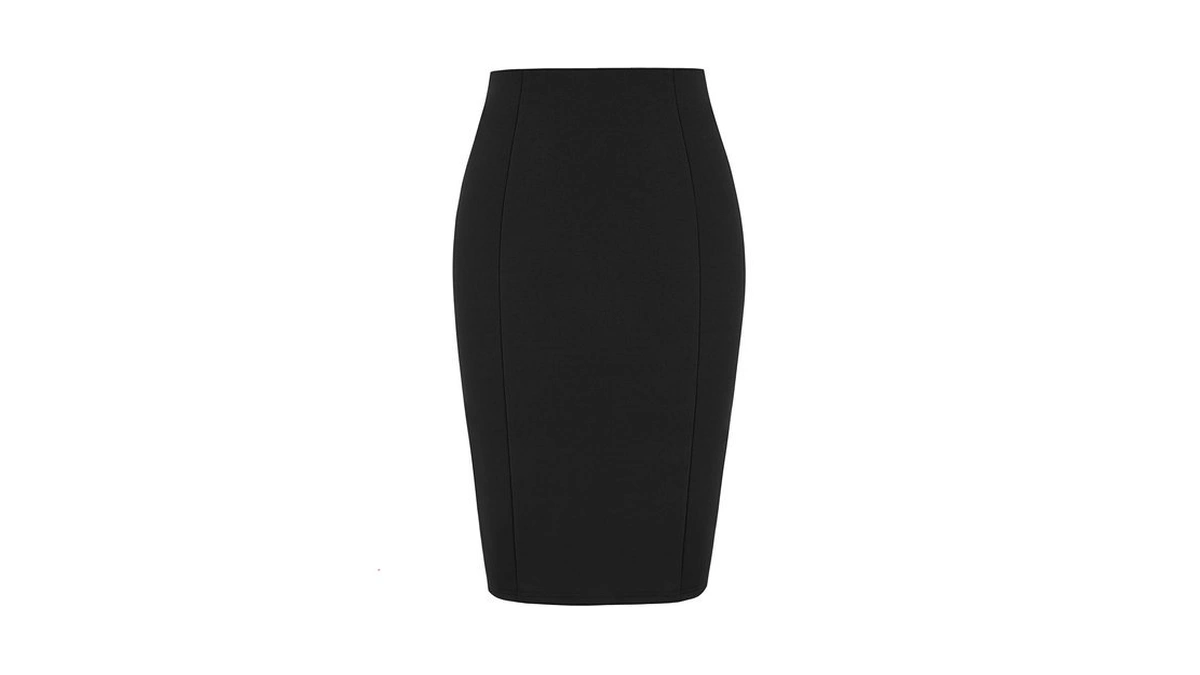 Kate Kasin Women Black Pencil High Waisted Knee Length Elastic