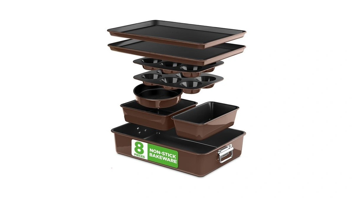 Nutrichef 8-piece Nonstick Stackable Bakeware Set - Pfoa, Pfos, Ptfe