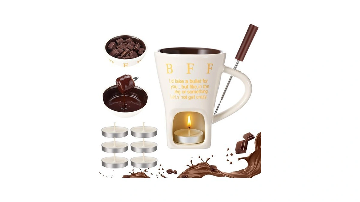Honeydak Chocolate Fondue Mug With Fork And 3 Candle Sweet
