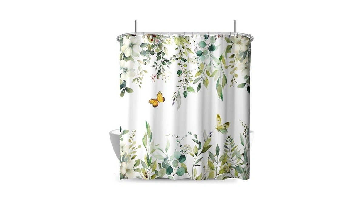 Cneztholim Eucalyptus Leaves Sage Green Shower Curtain Spring Floral Botanical