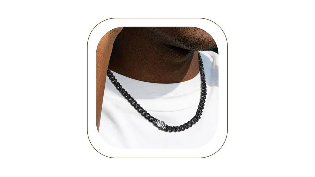Cuban Link Chain For Men, Black Cuban Chain Necklace Hip